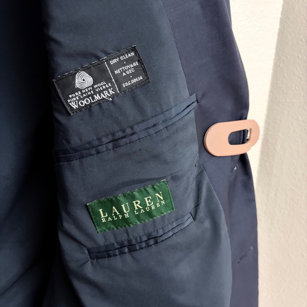 Lauren Ralph Lauren Blazer 44R Navy Blue Wool Gold Button Preppy Classic - Picture 4 of 8